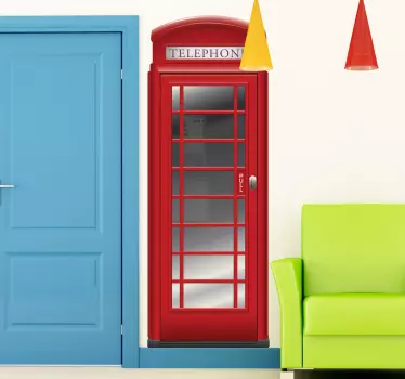 Red Telephone Box London Sticker for Bedroom - TenStickers