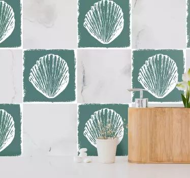 Retro seashell pattern tile transfer - TenStickers