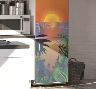Retro Sun Beach sticker refrigerator - TenStickers