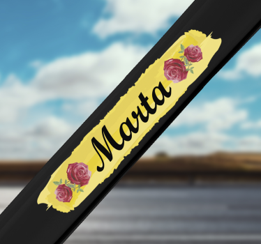 Customisable rose  flower bike name sticker - TenStickers
