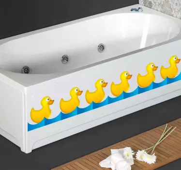 Row of Yellow Ducks Bathroom Wall Border Decal - TenStickers