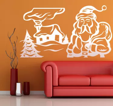Santa's House Christmas Sticker - TenStickers