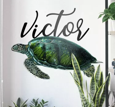Sea turtle with name animal sticker - TenStickers