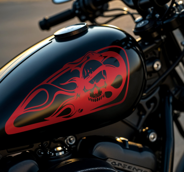 Skull in fire motorbike sticker - TenStickers
