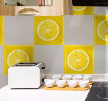 Sliced lemons kitchen tile sticker - TenStickers