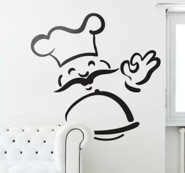Smiling Chef Kitchen Wall Sticker - TenStickers
