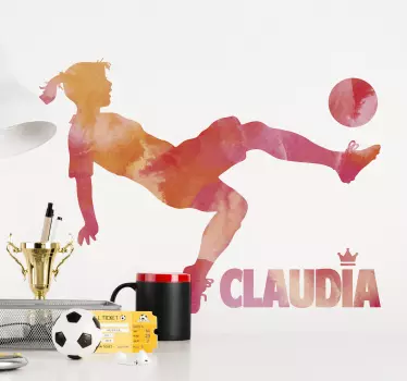 Soccer player with name football sticker for wall - TenStickers