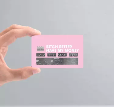 Soft Pink Color with text bank card decal - TenStickers