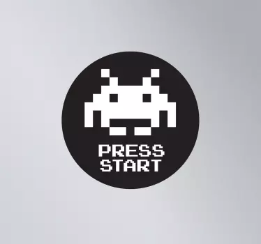 Space Invader Video Game press start icon laptop sticker - TenStickers