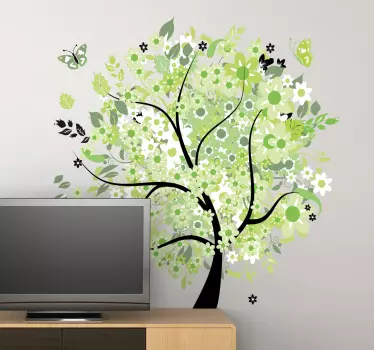 Green spring tree wall sticker - TenStickers
