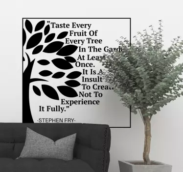 Stephen Fry quote tree wall decal - TenStickers