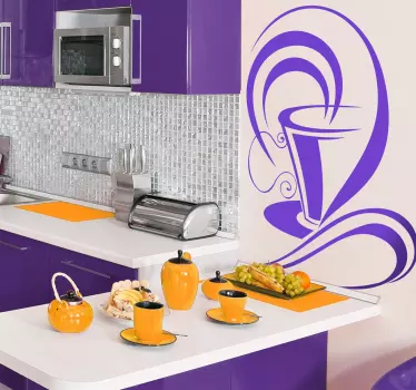 Stylish Cup of Coffee Wall Sticker - TenStickers
