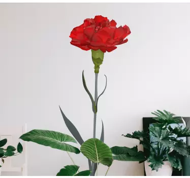 Stylized red flower flower wall sticker - TenStickers