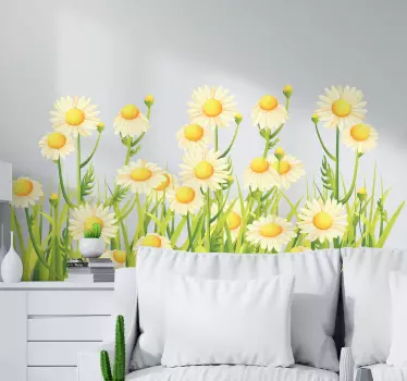 Sunny flower patch flower wall sticker - TenStickers