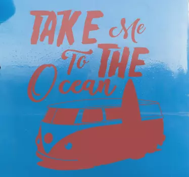 Surfer Camper text wall sticker - TenStickers