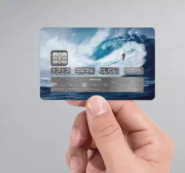 Surfer waves bank card sticker - TenStickers