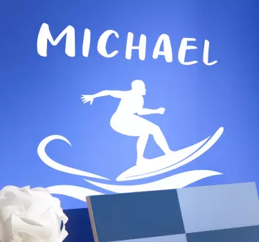 Surfer with name  decal - TenStickers