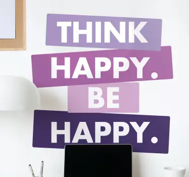 Think happy purple text inspirational quote stickers - TenStickers