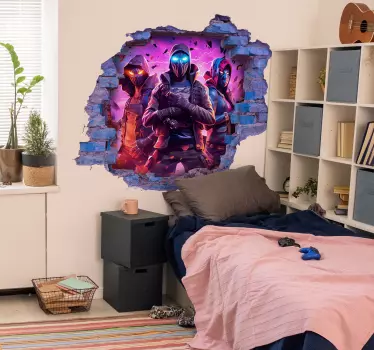 three masked warriors video game 3D  wall sticker - TenStickers
