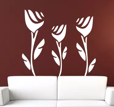 Three Roses flower Wall Sticker - TenStickers