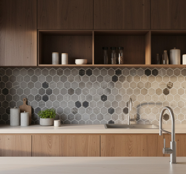 Tile sticker dark hexagonal marble - TenStickers