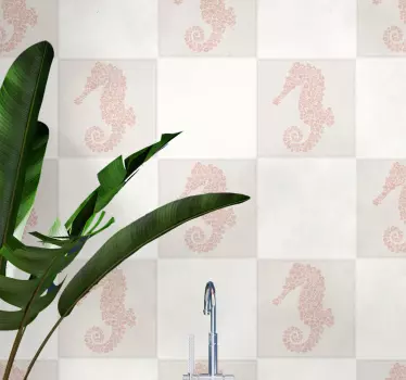 Tile sticker seahorse tile pattern - TenStickers