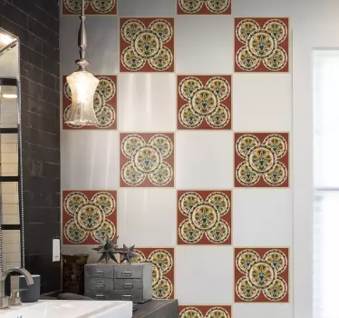 Tile sticker vibrant flower mosaics - TenStickers