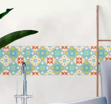 Tile sticker vibrant geometric design - TenStickers