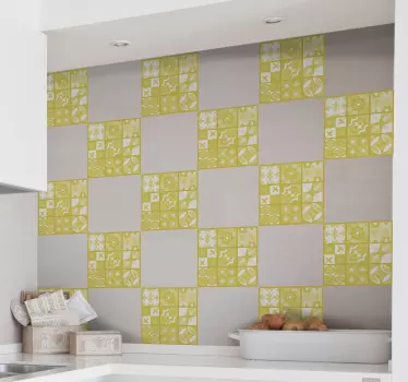 Tile sticker yellow geometric patterns - TenStickers