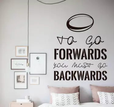 To go forwards go backwards rugby text sticker - TenStickers