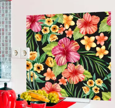 Tropical Watercolour Flower Wall Sticker - TenStickers