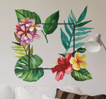 Tropical Frame Floral Decal - TenStickers