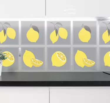 Tropical lemon pattern tile sticker - TenStickers