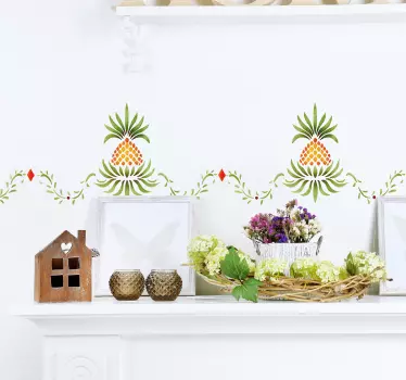 Tropical Pineapples Wall Border Decal - TenStickers