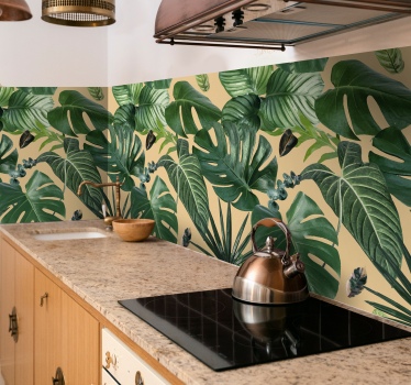 tropical plants pattern kitchen plant wall sticker - TenStickers