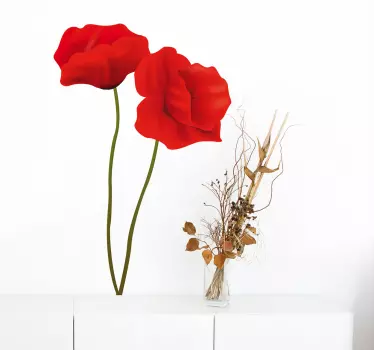 Two Poppies Flower Wall Sticker - TenStickers