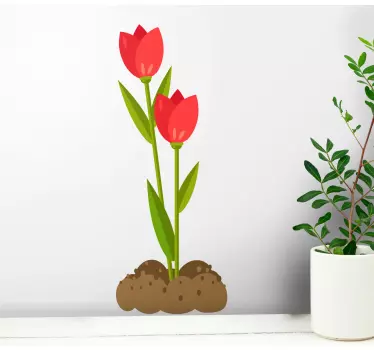 Two roses in earth glass door decal - TenStickers