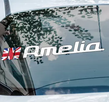 United Kingdom flag in rectangle and custom name car sticker - TenStickers