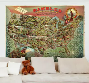 United States Old Map Sticker - TenStickers