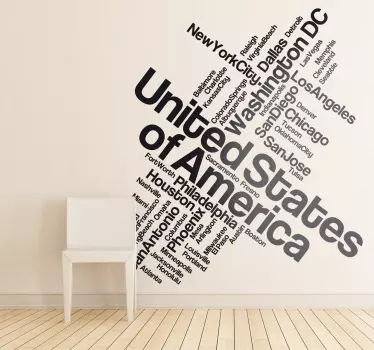 USA Text Wall Sticker - TenStickers
