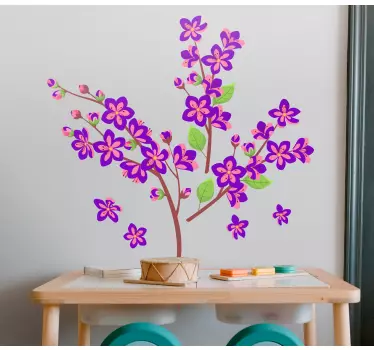 Vibrant flower branch wall sticker - TenStickers