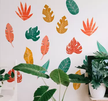 Vibrant leaf elements wall sticker - TenStickers
