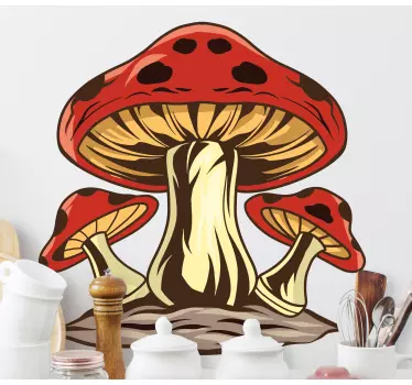 Vibrant Mushroom Cluster plant sticker - TenStickers