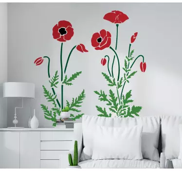 Vibrant poppy design wall sticker - TenStickers