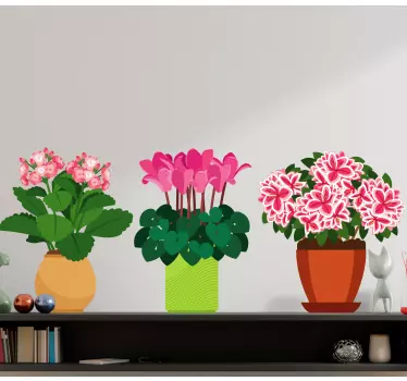 Vibrant potted blossoms wall sticker - TenStickers