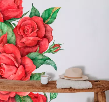 Vibrant red roses flower wall sticker - TenStickers