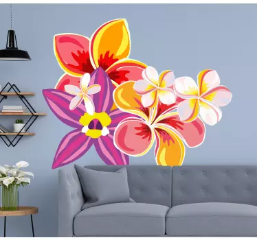 Vibrant tropical blooms wall sticker - TenStickers