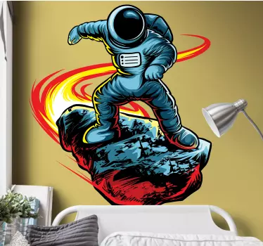 Video game sticker astronaut surfing motion - TenStickers
