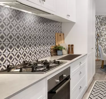 Vintage beige squared pattern kitchen tile sticker - TenStickers