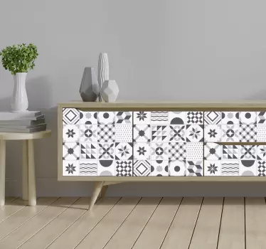 Vintage blue tiles  furniture decal - TenStickers